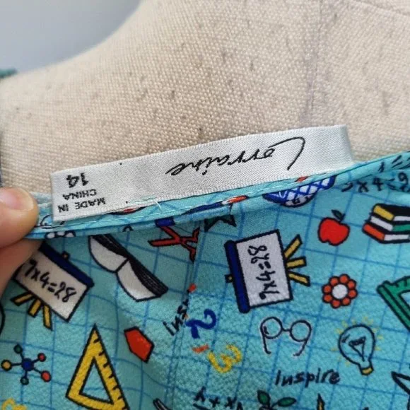 Lorraine LPD Multicolour Teacher Print Shift Dress with Belt Size 14 - Picture 9 of 10